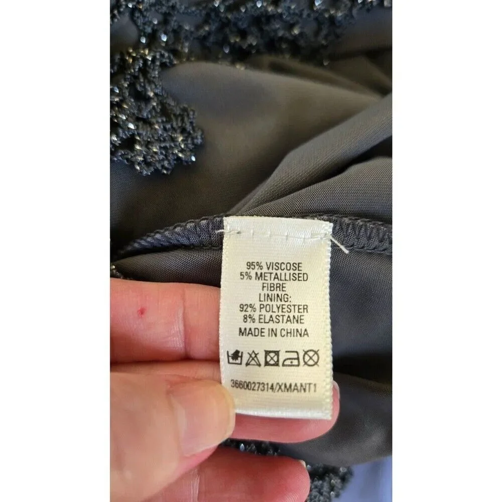 Belle By Oasis Sz Small Dress Crochet Metallic Glitter Coctel Formal Strech Y2k
